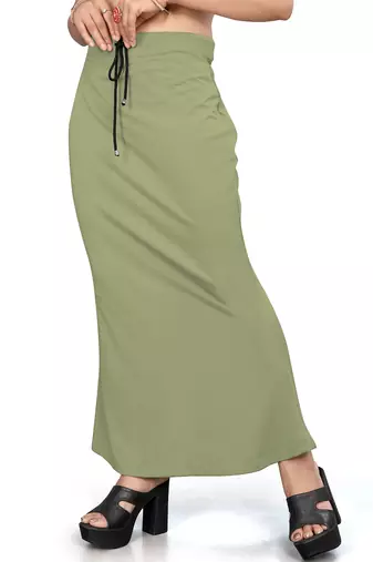 Women's olive green lycra cotton blended shapewear petticoat for saree || skirts for women