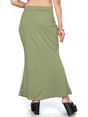Women's olive green lycra cotton blended shapewear petticoat for saree || skirts for women 5