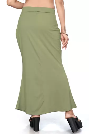 Women's olive green lycra cotton blended shapewear petticoat for saree || skirts for women