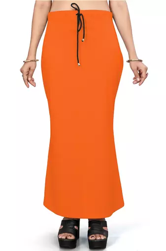 Women's orange lycra cotton blended shapewear petticoat for saree || skirts for women