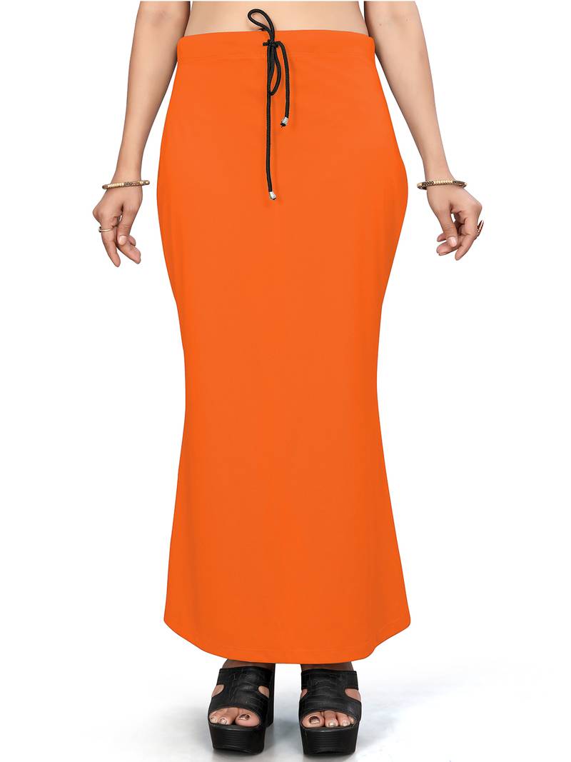 Women's orange lycra cotton blended shapewear petticoat for saree || skirts for women