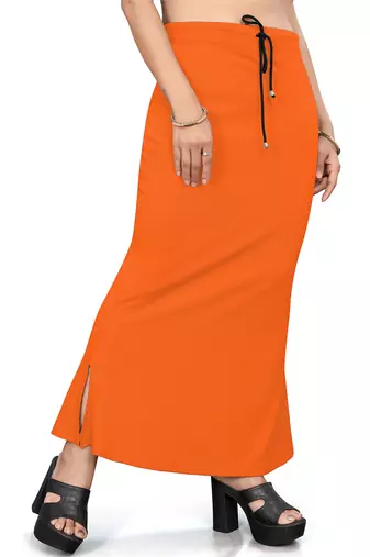 Women's orange lycra cotton blended shapewear petticoat for saree || skirts for women