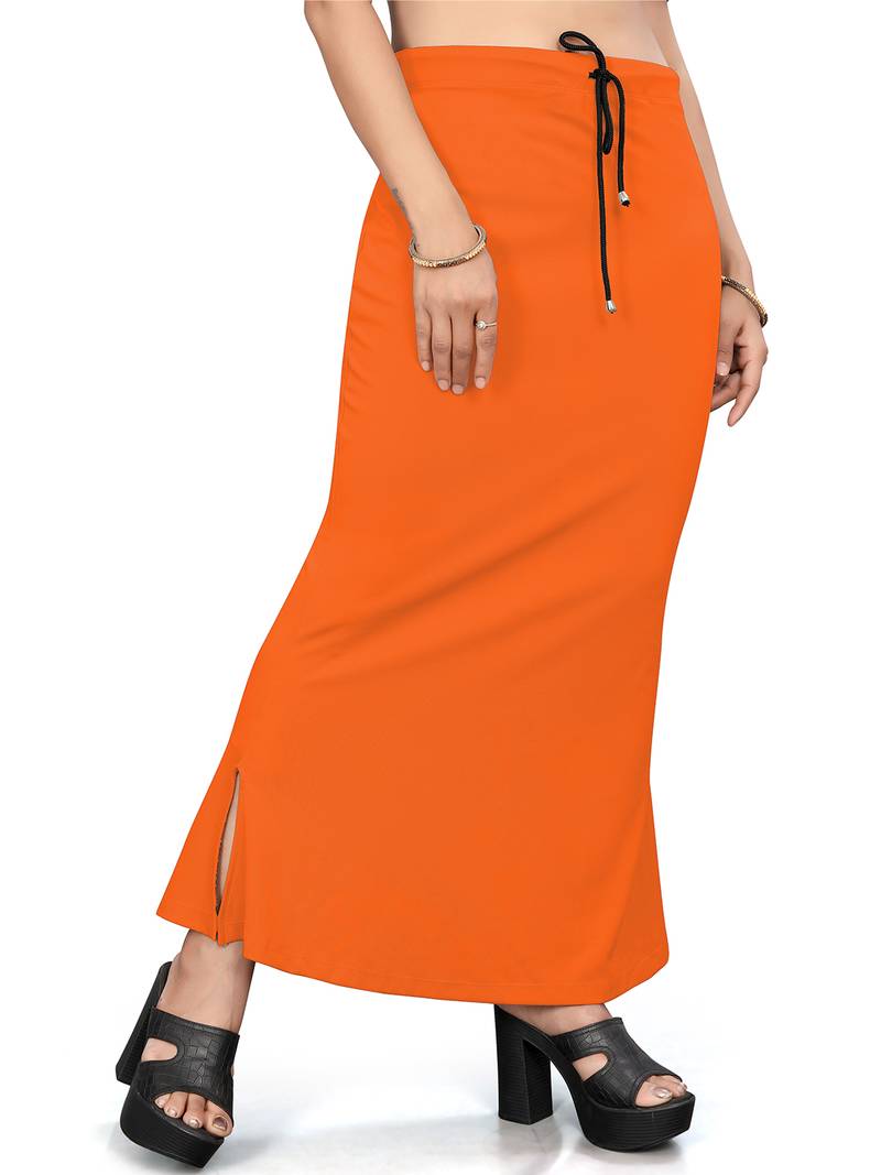 Women's orange lycra cotton blended shapewear petticoat for saree || skirts for women