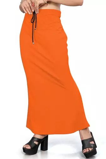 Women's orange lycra cotton blended shapewear petticoat for saree || skirts for women