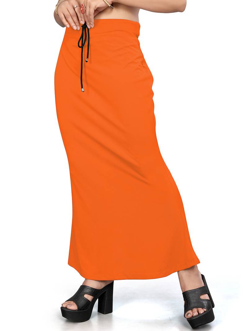 Women's orange lycra cotton blended shapewear petticoat for saree || skirts for women