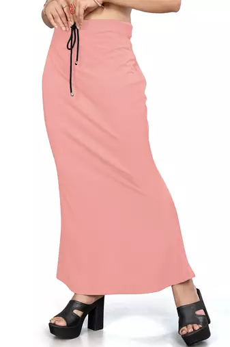 Women's peach lycra cotton blended shapewear petticoat for saree || skirts for women