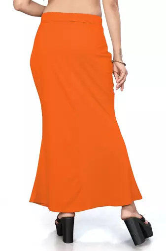 Women's orange lycra cotton blended shapewear petticoat for saree || skirts for women