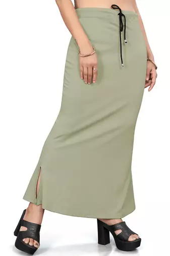 Women's pista green lycra cotton blended shapewear petticoat for saree || skirts for women