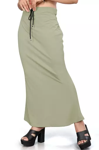 Women's pista green lycra cotton blended shapewear petticoat for saree || skirts for women