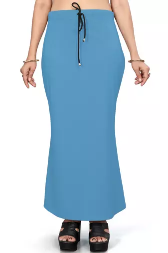 Sky blue lycra cotton blended shapewear petticoat for saree || skirts for women