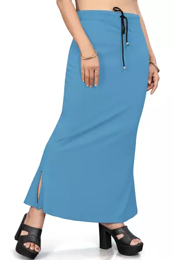 Sky blue lycra cotton blended shapewear petticoat for saree || skirts for women