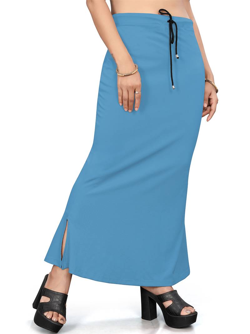 Sky blue lycra cotton blended shapewear petticoat for saree || skirts for women