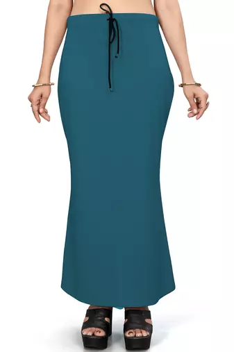 Teal blue lycra cotton blended shapewear petticoat for saree || skirts for women
