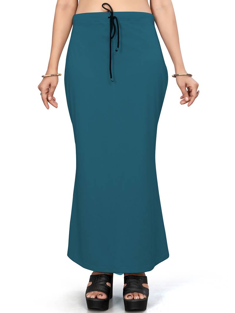 Teal blue lycra cotton blended shapewear petticoat for saree || skirts for women