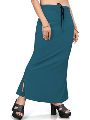Teal blue lycra cotton blended shapewear petticoat for saree || skirts for women 3