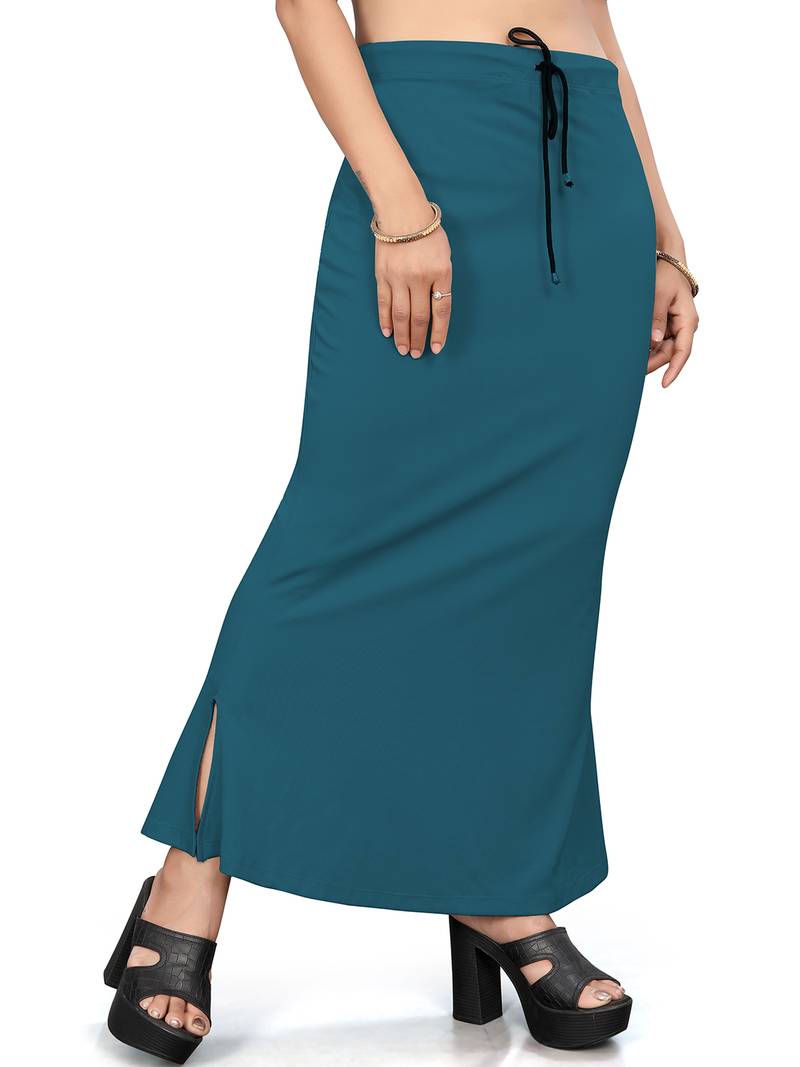 Teal blue lycra cotton blended shapewear petticoat for saree || skirts for women