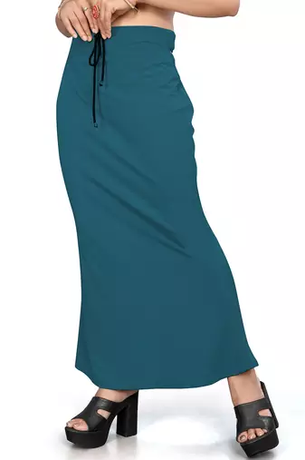 Teal blue lycra cotton blended shapewear petticoat for saree || skirts for women