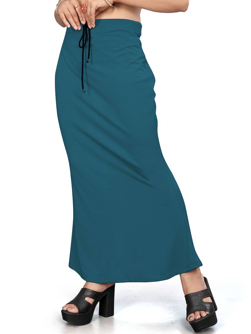 Teal blue lycra cotton blended shapewear petticoat for saree || skirts for women