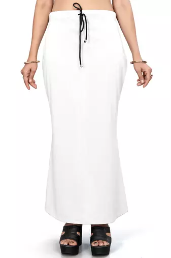 White lycra cotton blended shapewear petticoat for saree || skirts for women