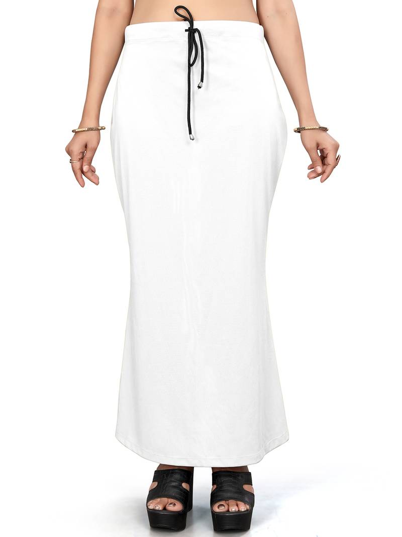 White lycra cotton blended shapewear petticoat for saree || skirts for women
