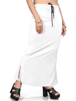 White lycra cotton blended shapewear petticoat for saree || skirts for women 3