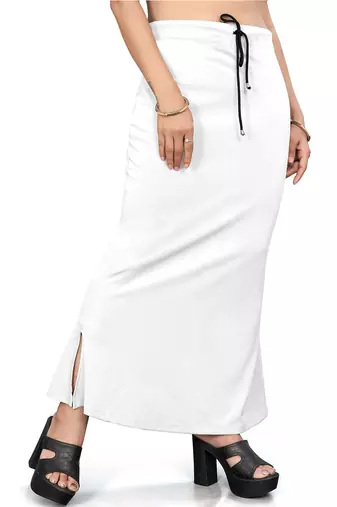 White lycra cotton blended shapewear petticoat for saree || skirts for women
