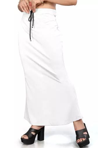White lycra cotton blended shapewear petticoat for saree || skirts for women
