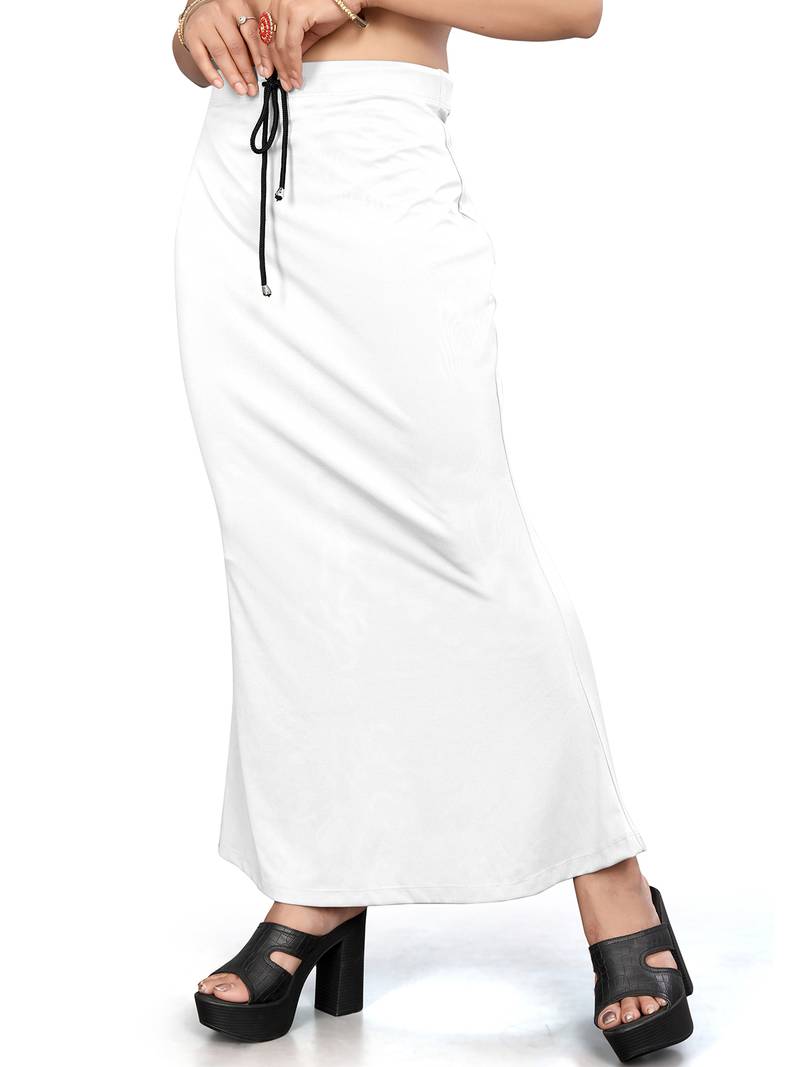 White lycra cotton blended shapewear petticoat for saree || skirts for women