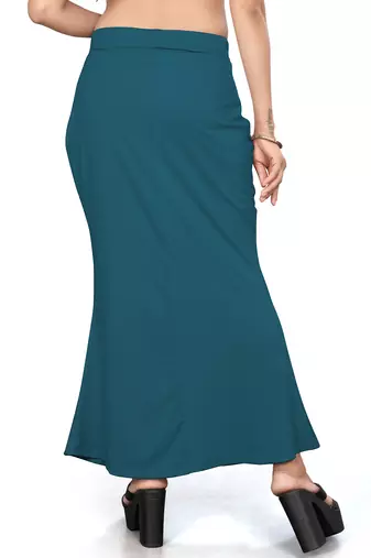 Teal blue lycra cotton blended shapewear petticoat for saree || skirts for women