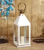 White Candle Lantern Handcrafted Candle Lantern for Home Decor  (14x14x43 CM) (Pack of 1)
