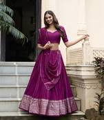 Purple Chanderi Zari Woven Lehenga