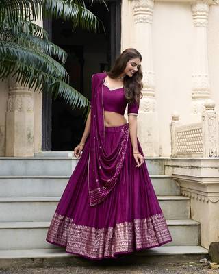 Purple Chanderi Zari Woven Lehenga 4