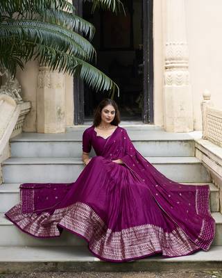 Purple Chanderi Zari Woven Lehenga 5