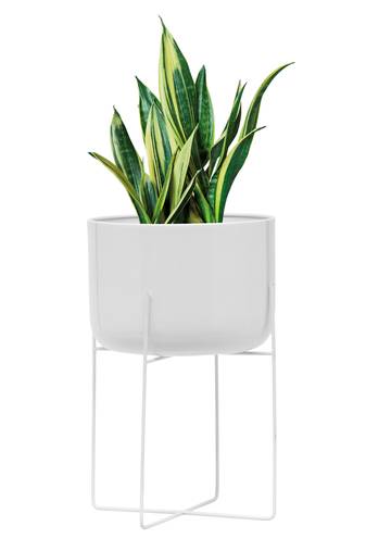 Aluminium Planter Pot with Stand, (White) (25 x 25 x 39 CM) (Pack of 1)