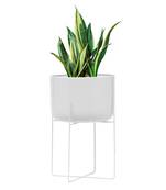 Aluminium Planter Pot with Stand, (White) (25 x 25 x 39 CM) (Pack of 1)