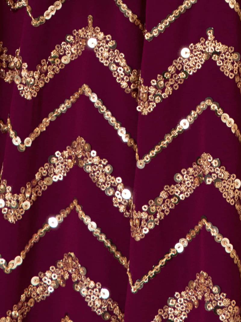 Wonderful Maroon Sequins Zari Embroidered Georgette Designer Lehenga Choli with Dupatta