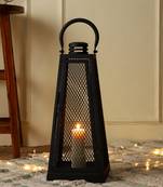 Pride Candle Lantern Handcrafted Candle Holder Diwali Decor Lantern (Black) (23x23x56 CM)