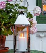 Shiny SS Candle Lantern Handcrafted Diwali Decor Candle Holder (14x14x43 CM)