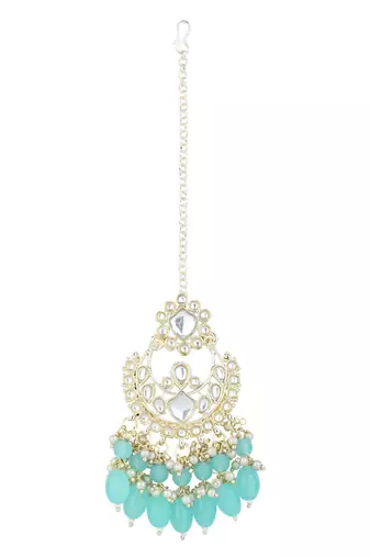 I jewels gold plated traditional kundan & pearl choker necklace jewellery set 