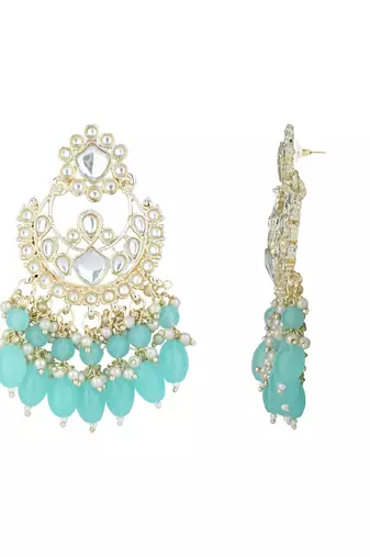 I jewels gold plated traditional kundan & pearl choker necklace jewellery set 