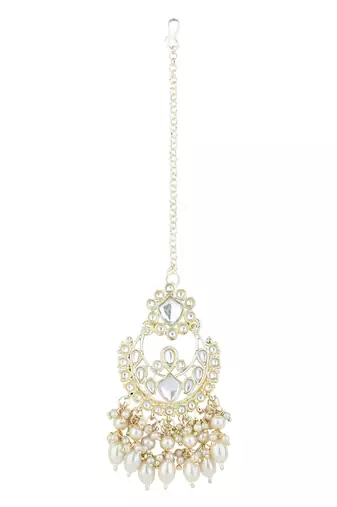 I jewels gold plated traditional kundan & pearl choker necklace jewellery set 