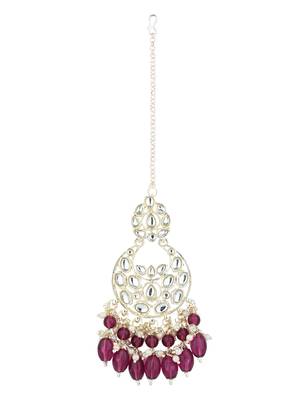 gold plated traditional kundan & pearl choker necklace jewellery set 4