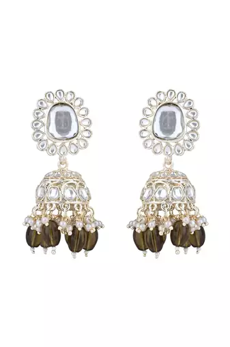 gold plated traditional kundan & pearl drop choker necklace jewellery set
