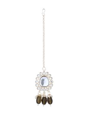 gold plated traditional kundan & pearl drop choker necklace jewellery set 4