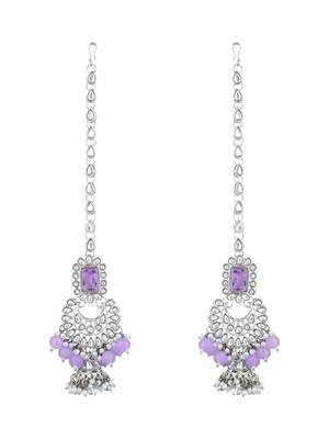 silver plated traditional kundan & pearl bridal choker necklace jewellery set  4