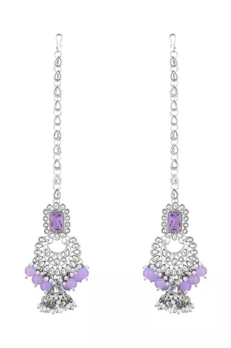 silver plated traditional kundan & pearl bridal choker necklace jewellery set 