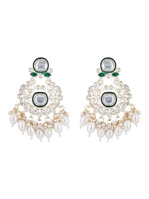 gold plated traditional kundan & pearl meenakari choker necklace jewellery set 3