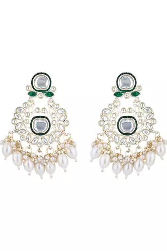 gold plated traditional kundan & pearl meenakari choker necklace jewellery set
