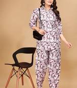 Trendy deisgner polyster fabric stylish printed top and bottom set