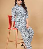 Trendy deisgner polyster fabric stylish printed top and bottom set